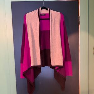 CASHMERE- Charter Club Pink and Tan Open Front Cardigan 100% Cashmere